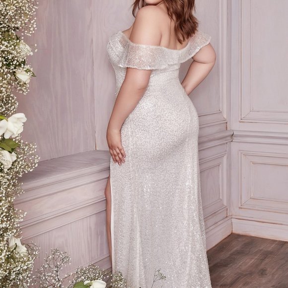 BLUSH PROM PARTY EVENING FORMAL SEQUIN OFF THE SHOULDER DRESS LONG CD167 - Picture 3 of 7